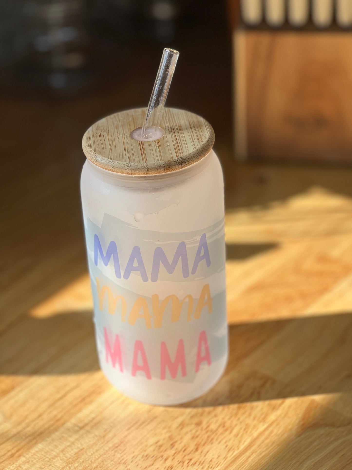 Mama Frosted Glass